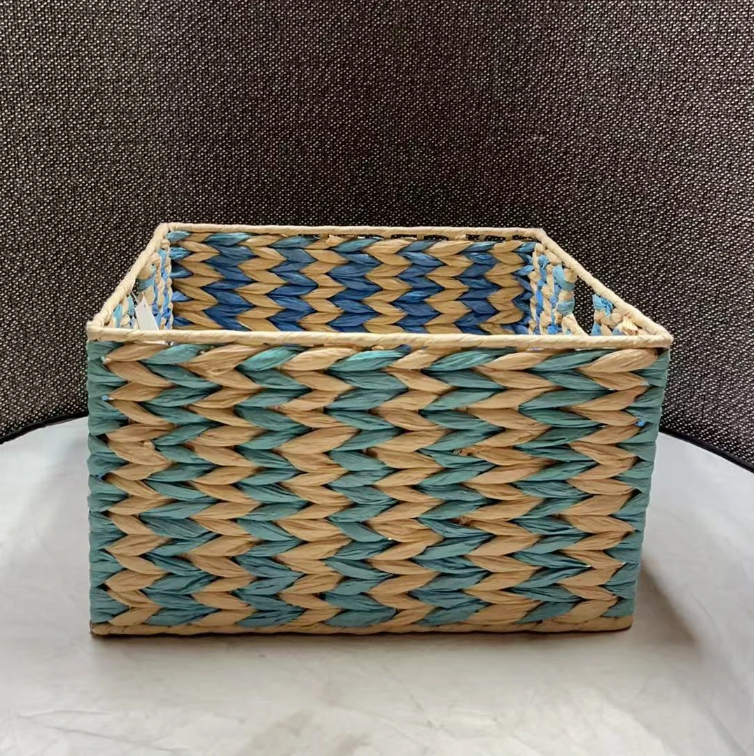 4277瑕疵款 长34宽34高20cm 家用纸绳编织收纳筐桌面简约储物篮子