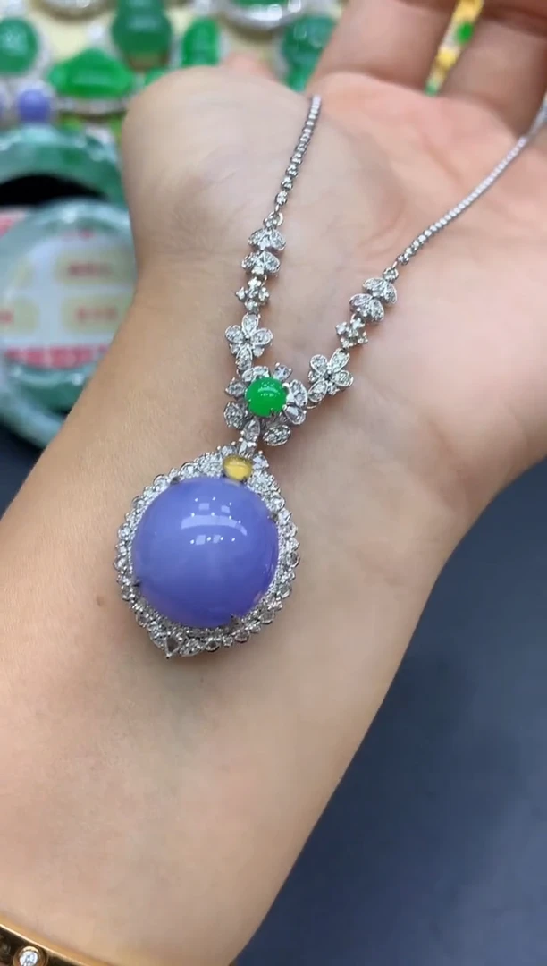 颈饰18K金镶嵌翡翠806-中国好珍宝