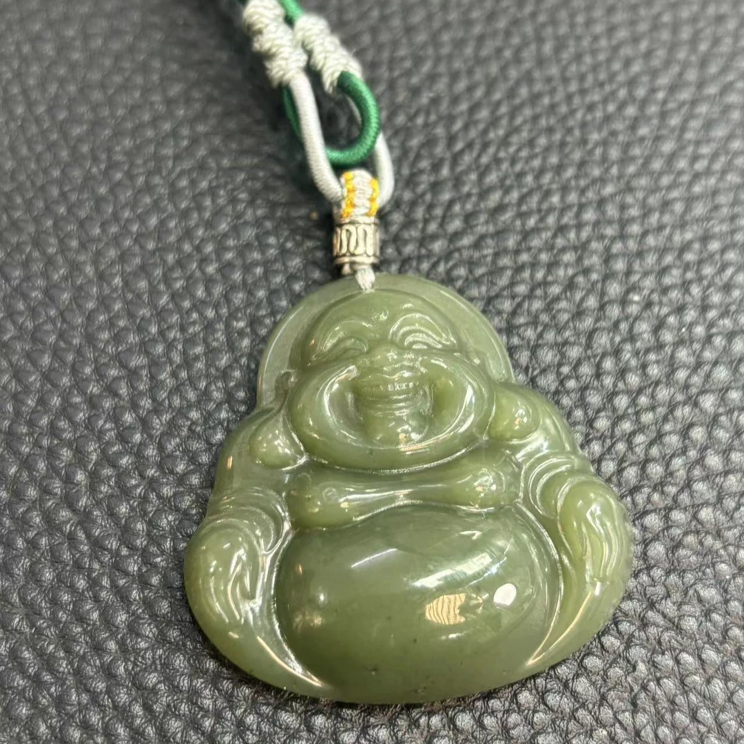 潮戴珠宝  纯天然和田玉牛油果大佛公