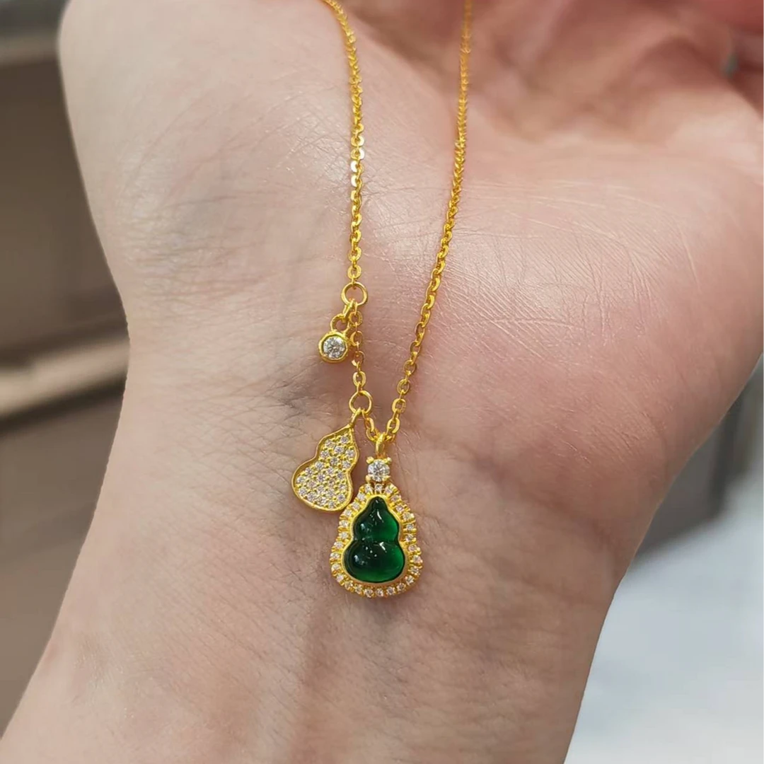 G【满钻绿葫芦套链】足金999精工5G（388/288）