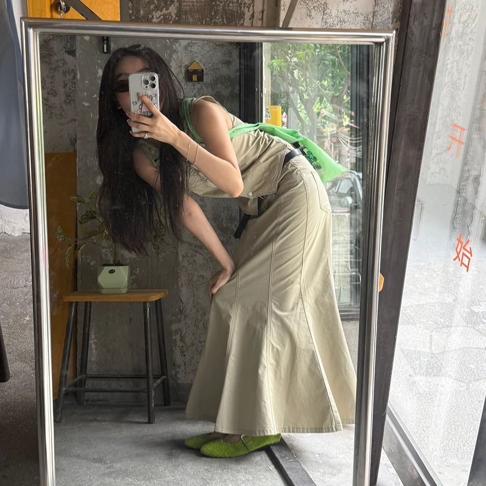 逸语IN choose u笑笑家2025夏季牛仔马甲+鱼尾裙摆两件套装89797