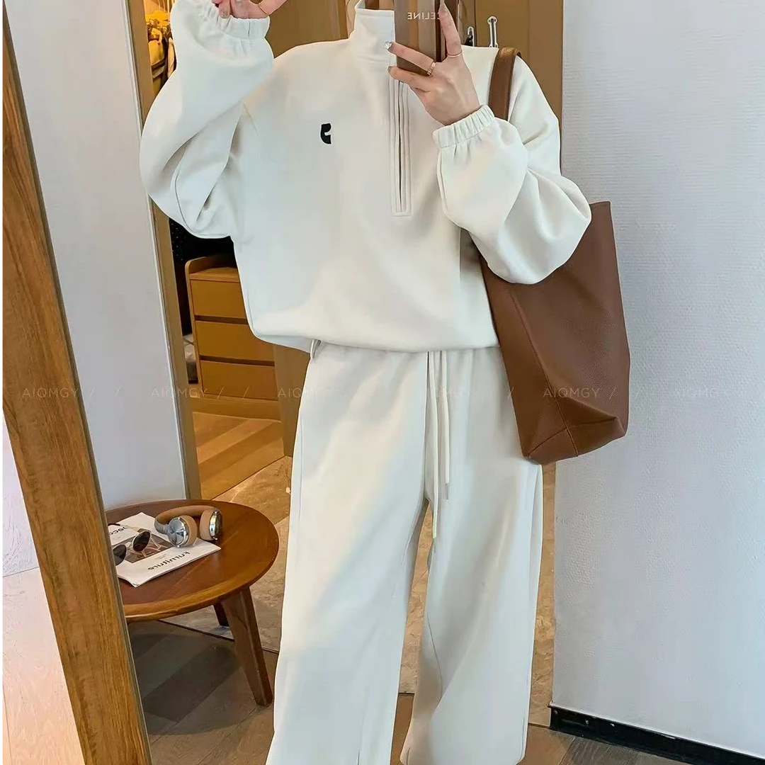 优雅 时尚超火卫衣套装女2025秋季新款上衣阔腿卫裤两件套