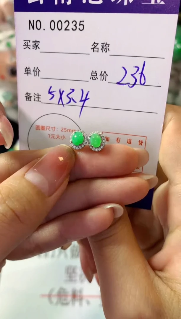 银S925镶嵌翡翠耳饰翡翠