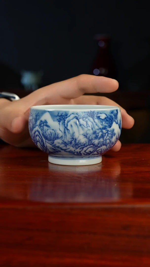 祖传窑溪山清赏图单杯