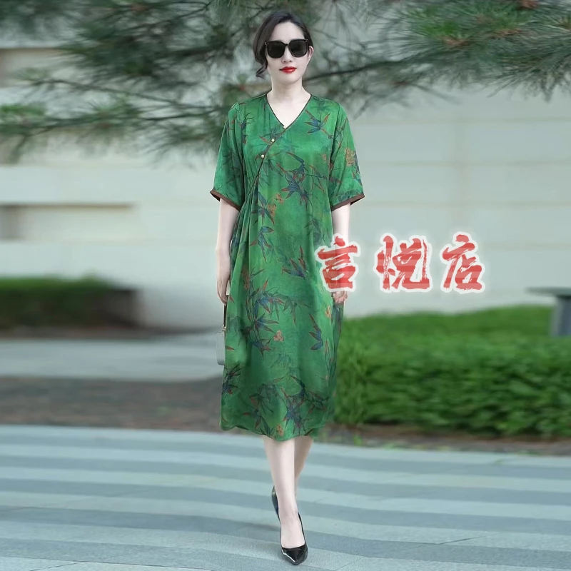 6019原创设计夏季新款重磅花萝提花时尚宽松大码减龄连衣裙