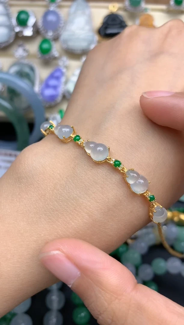 【闪购商品】翡翠手串18K金镶嵌227-中国好珍宝