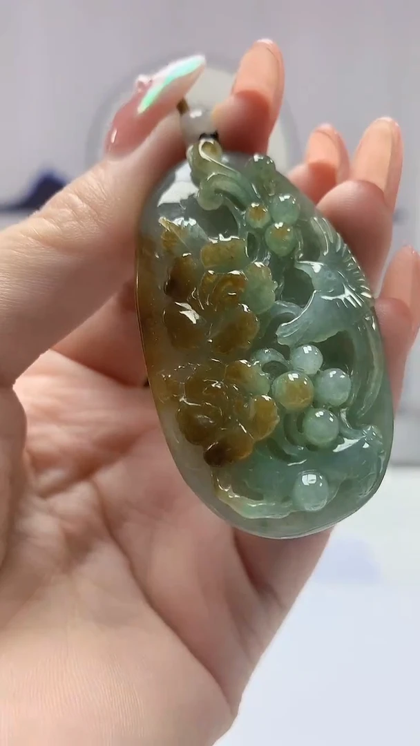 【闪购商品】定制翡翠未镶嵌0405DD-毛货挂件花鸟129