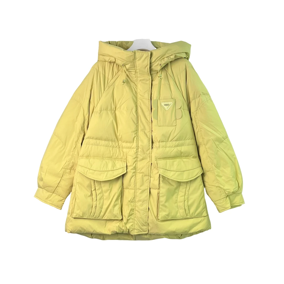 Y167纯色收腰韩版短款加厚立领中长款加厚羽绒外套