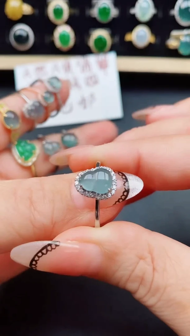 翡翠戒指银S925镶嵌5080