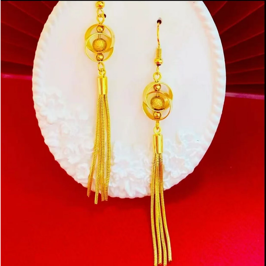 耳饰 143金色耳坠转运珠耳环时尚镀k金久不143 E1