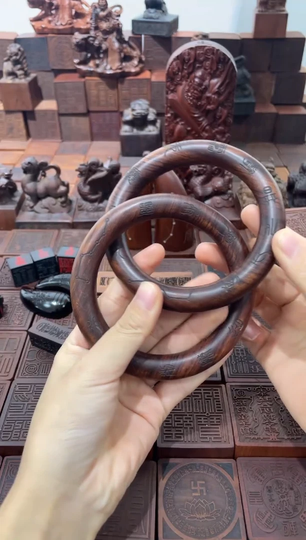 桃木内径70刻字六七星乾坤圈