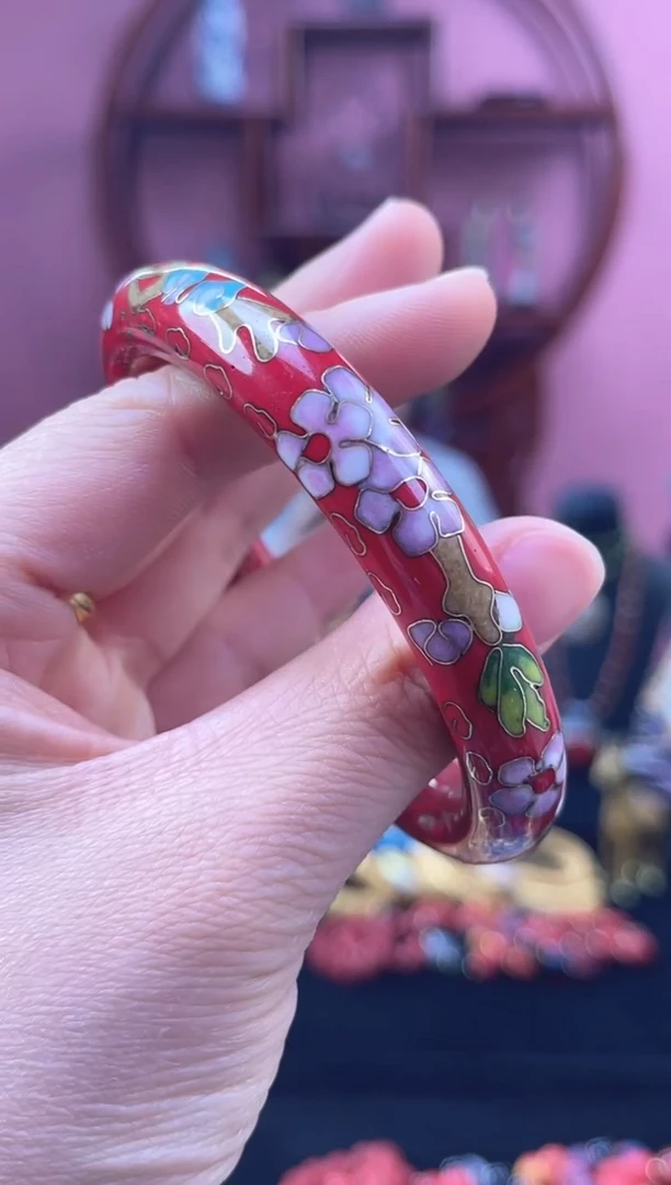 非遗 景泰蓝 公主镯 细 红色 60