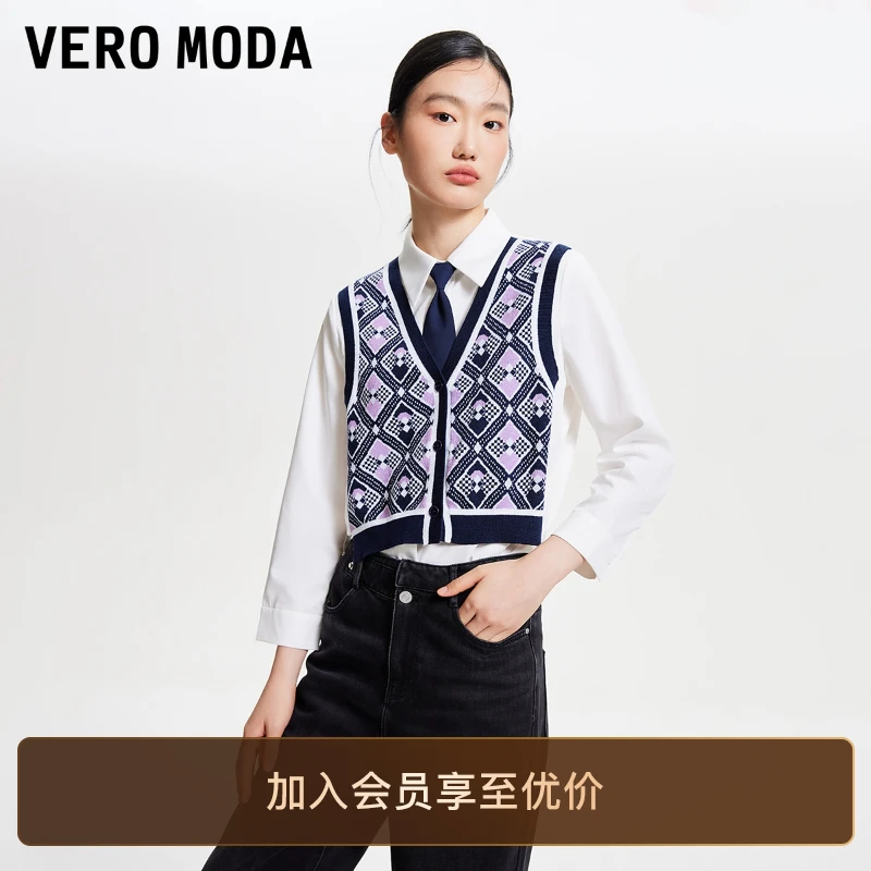Vero Moda衬衫假两件拼接学院风女高级感品质衬衣温婉大方衣服