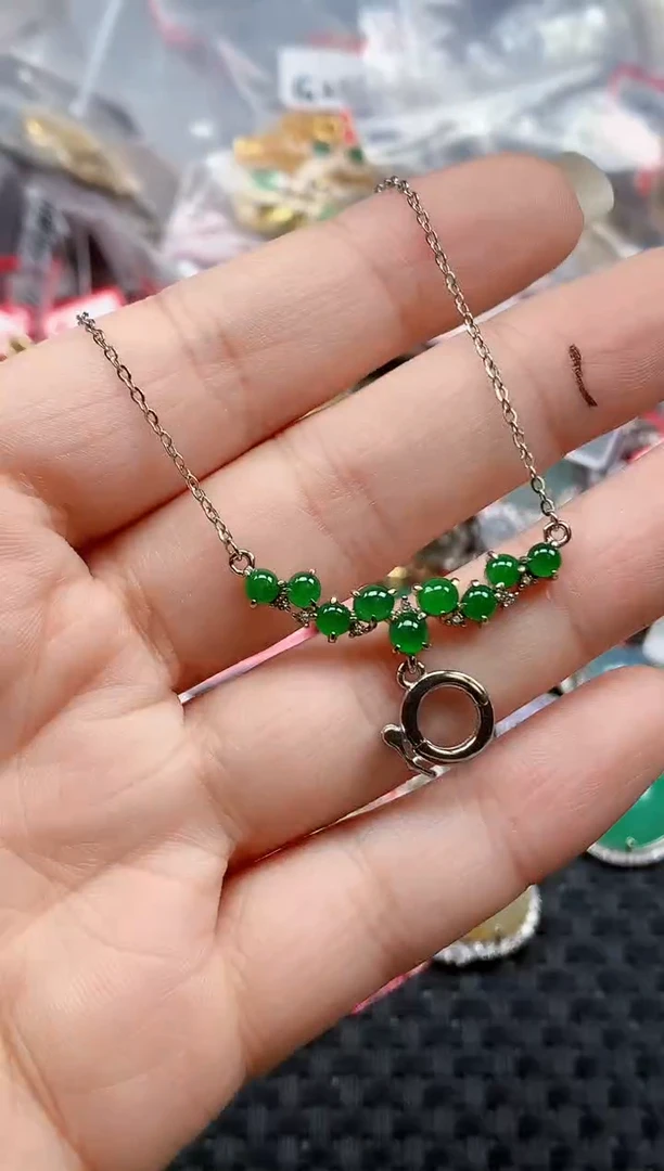 银S925镶嵌戒指翡翠天然A货缅甸翡翠