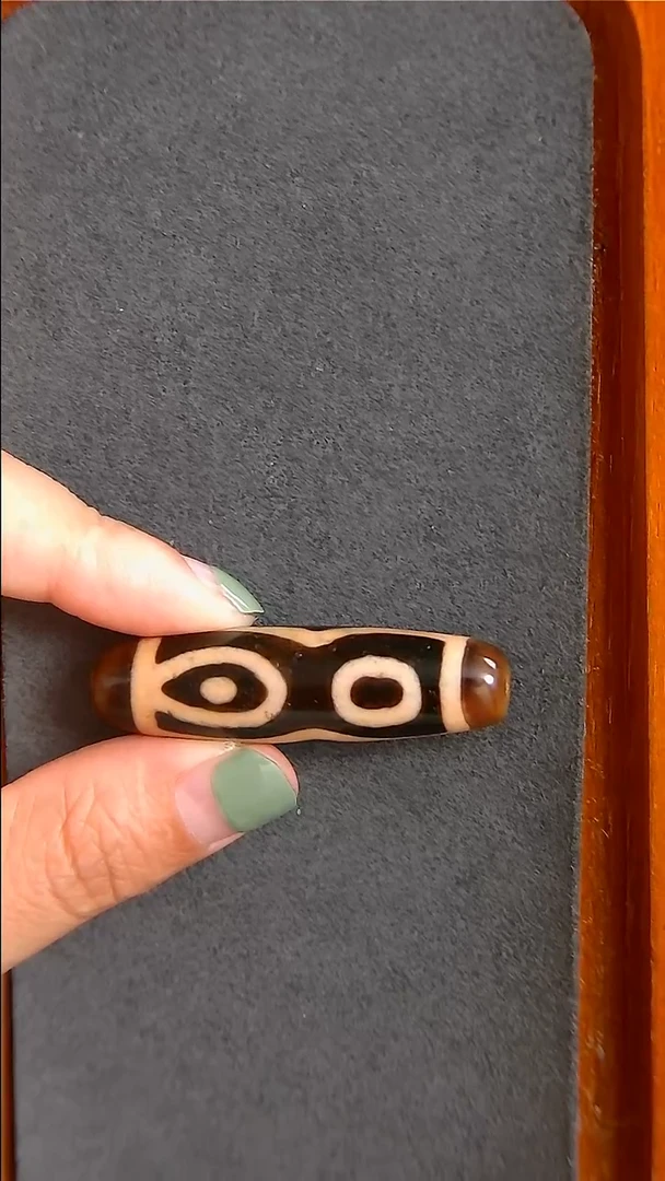 未镶嵌玛瑙/玉髓珠宝半成品上肯全手满沙神湖三眼天珠14*49