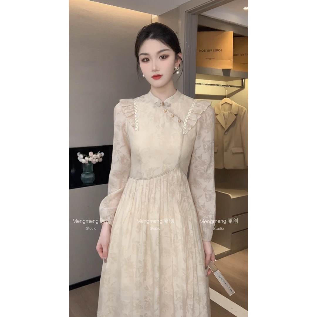 【BOBO】森屿 原创设计款翻领气质收腰连衣裙GC243L1072