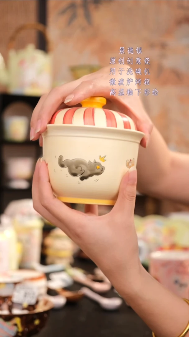 摆件景德镇手工手绘设计师款
