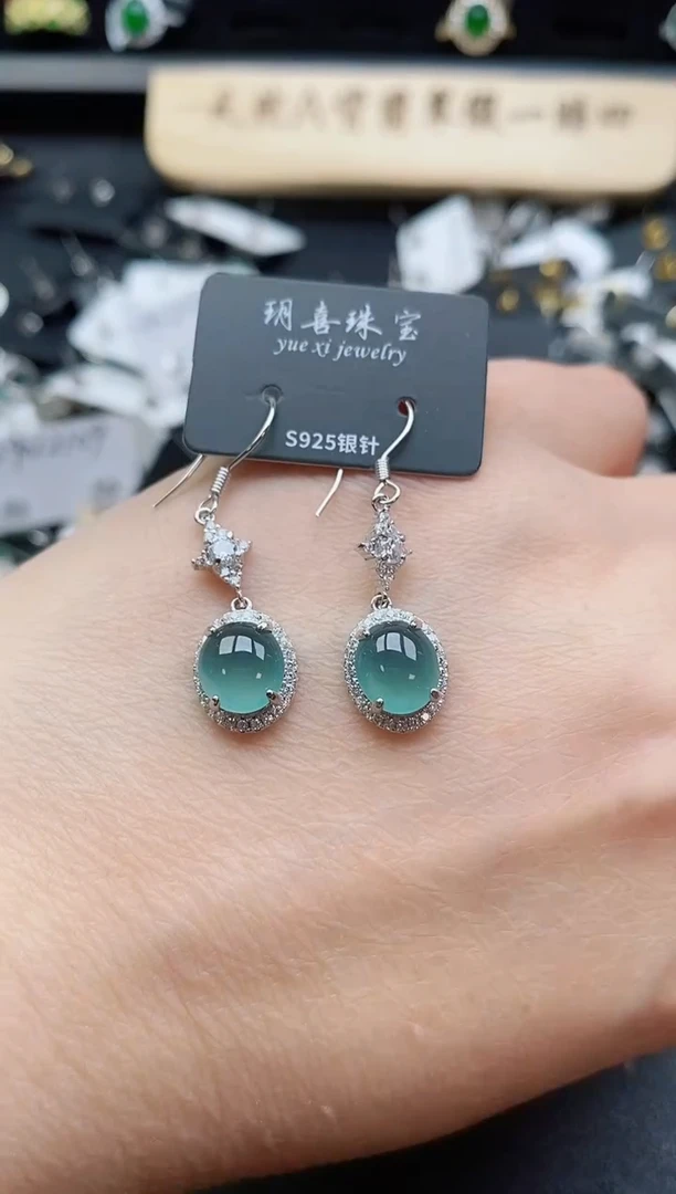 银S925镶嵌戒指翡翠1