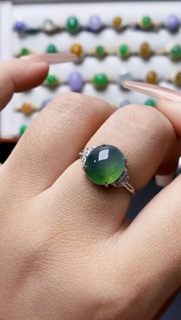 银S925镶嵌戒指翡翠0509