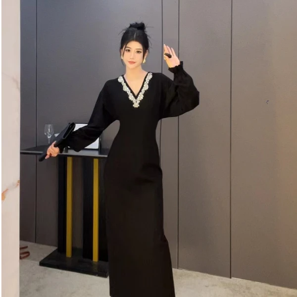 【天姐家】现货法式气质时尚长款修身轻奢设计感连衣裙STTYN405141