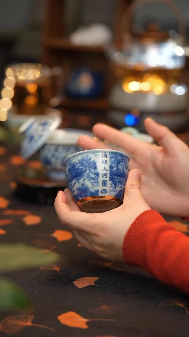 清明上河图青花大缸杯