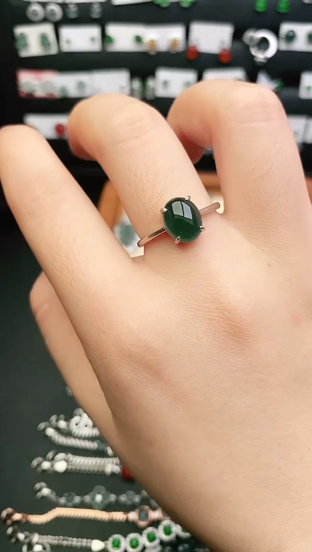 银S925镶嵌戒指翡翠0