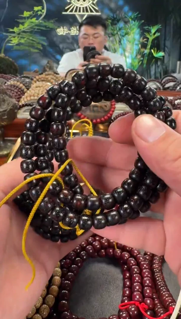 手串星月菩提7*8原生态陈化老油料黑金玉化星月菩提长串120颗