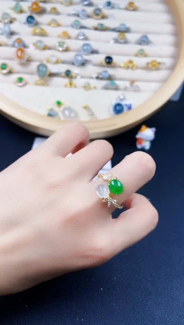 【闪购商品】翡翠戒指银S925镶嵌654646