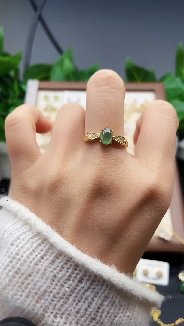 银S925镶嵌戒指翡翠12