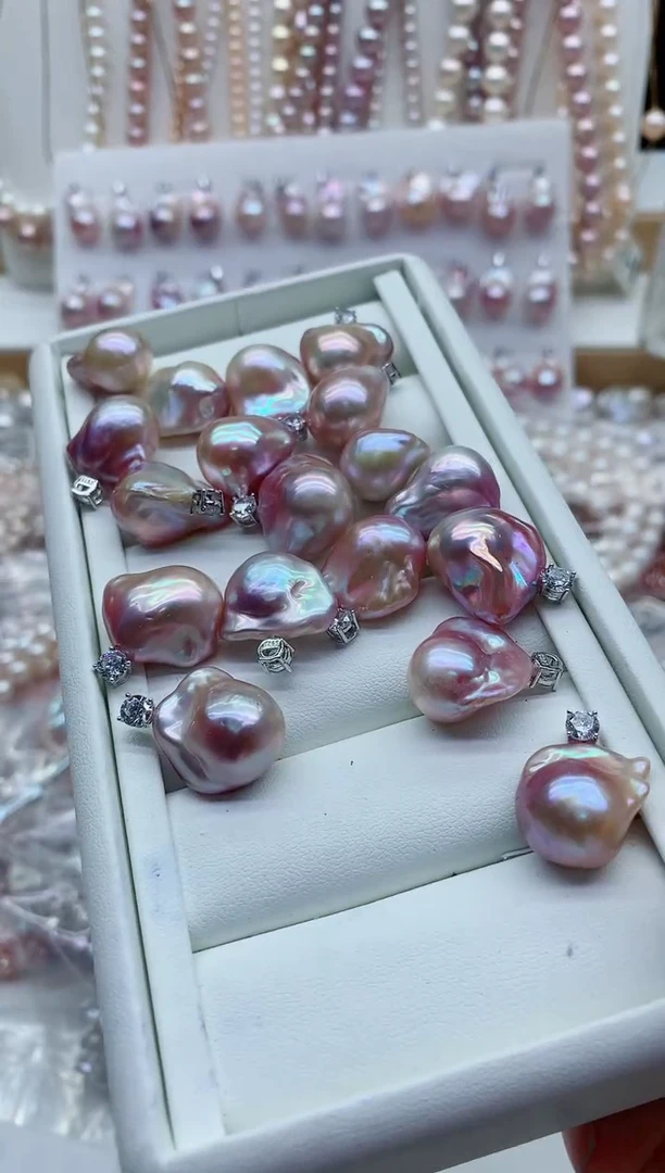 淡水珍珠银S925镶嵌吊坠(不含链)多样性发其一，非无暇