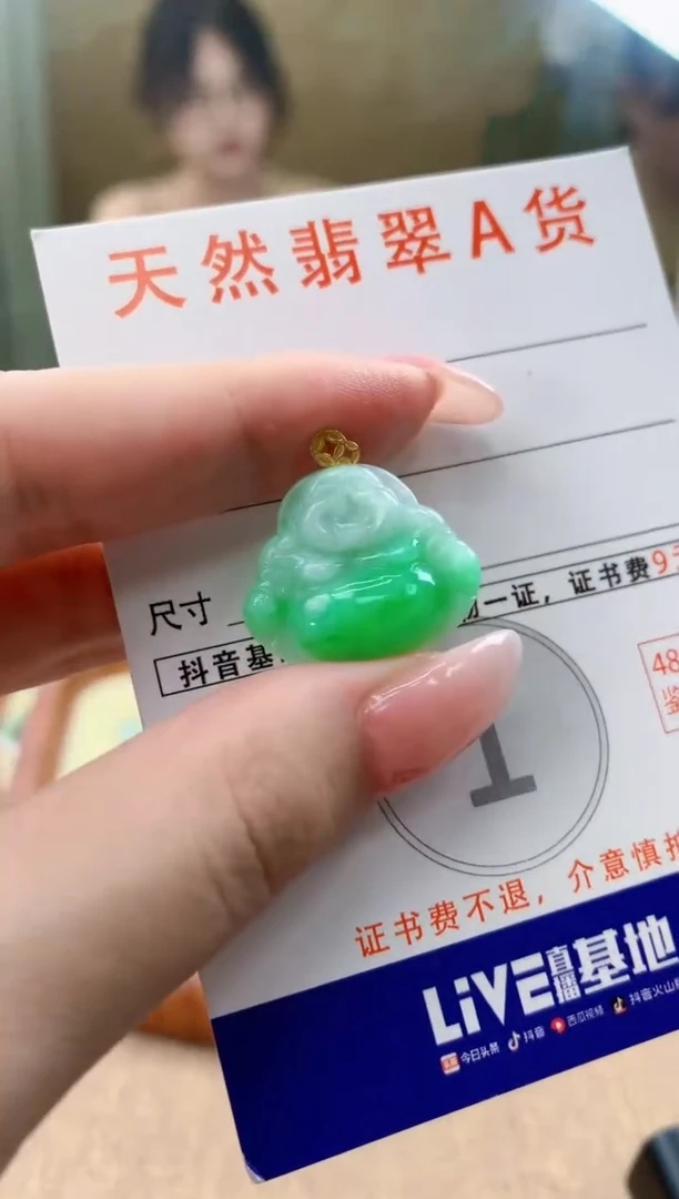 颈饰18K金镶嵌翡翠天然A货翡翠挂件