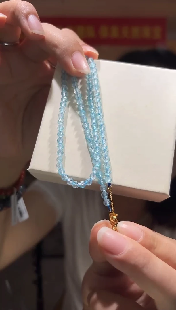 项链托帕石合金4mm方形刻面托帕石项链