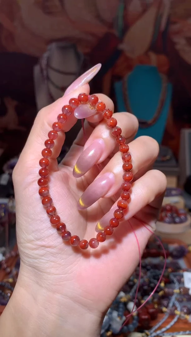 未镶嵌珠宝半成品水晶红极光手串5+mm多样性发其1