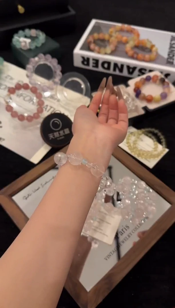 未镶嵌手链水晶粉水晶x3363