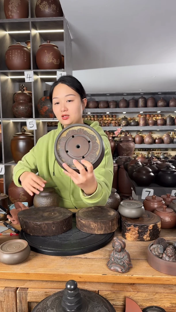 本陶手作坭兴陶壶承单个手工痕迹