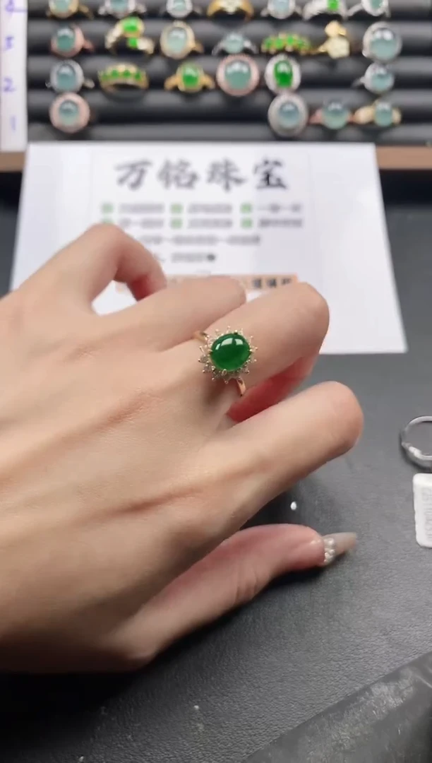 银S925镶嵌戒指翡翠51511