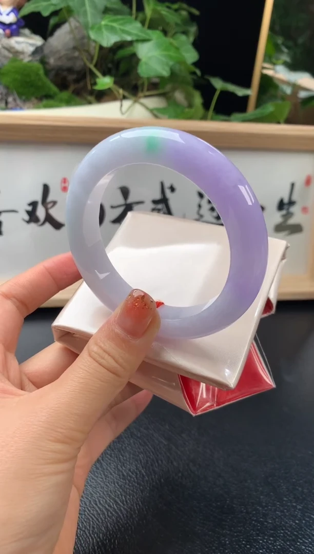 未镶嵌手镯翡翠春彩正圈56+
