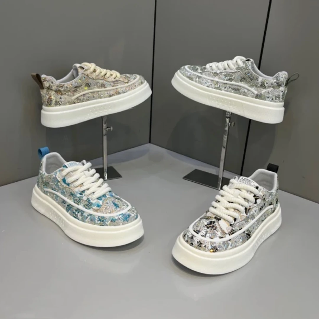 KRY潮牌2025春夏轻奢烫钻轻便透气舒适百搭时尚休闲潮流鞋厚底