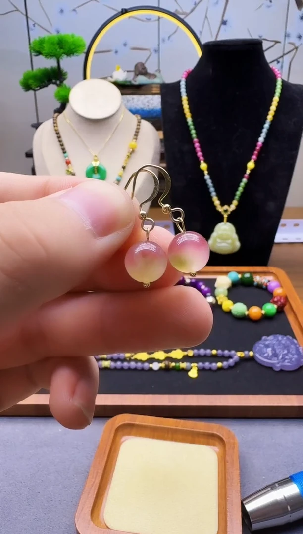 碧玺耳饰14K金镶嵌E133