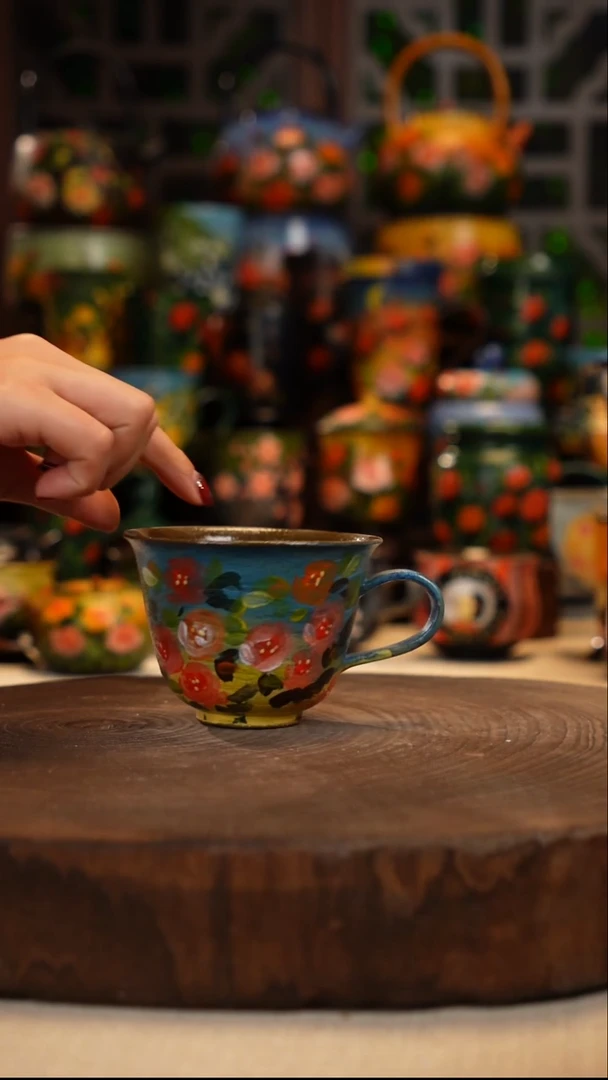 紫砂油画手绘釉下彩