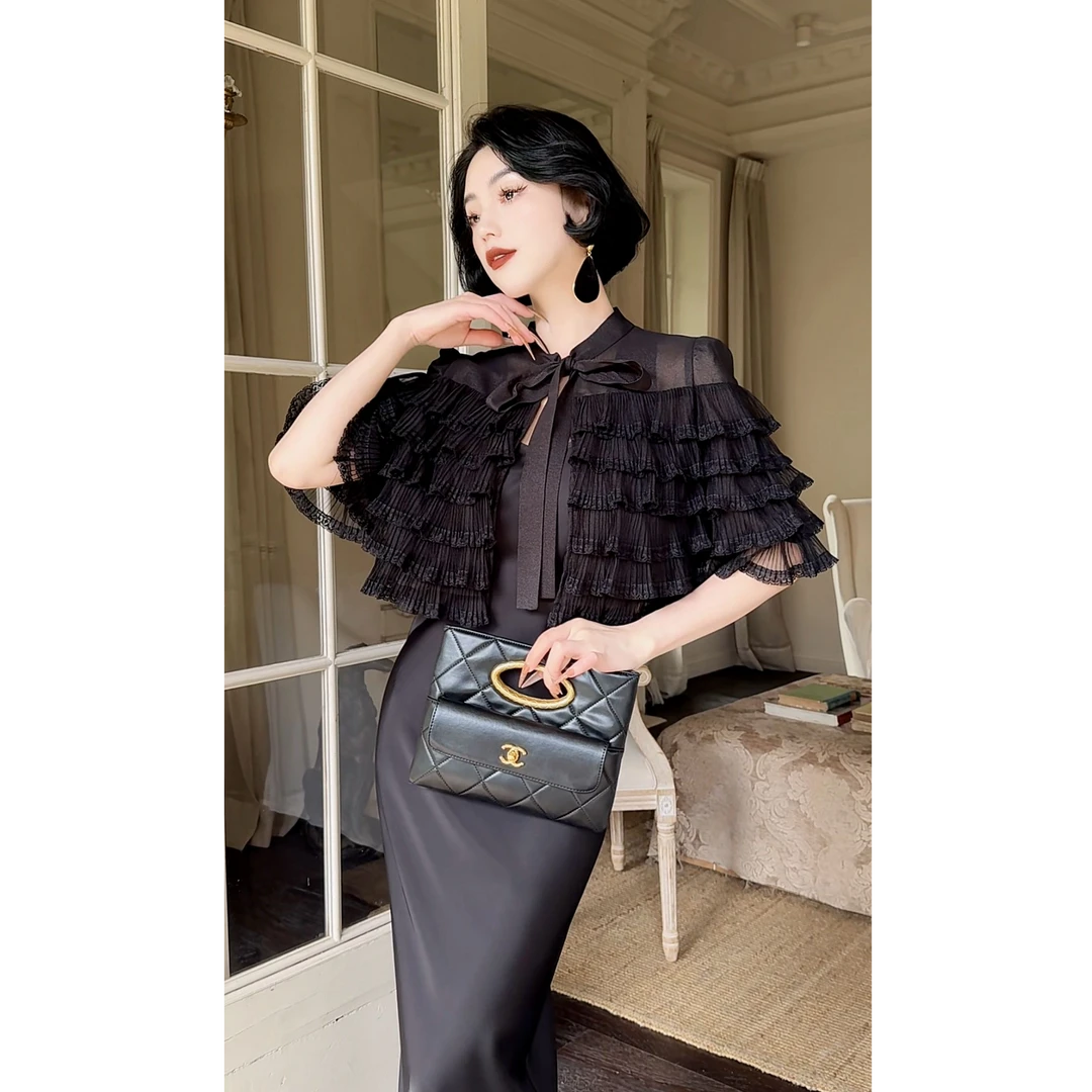 LYXJ【黑天鹅歌剧院】高级定制限量发售蕾丝设计师轻奢外套12105