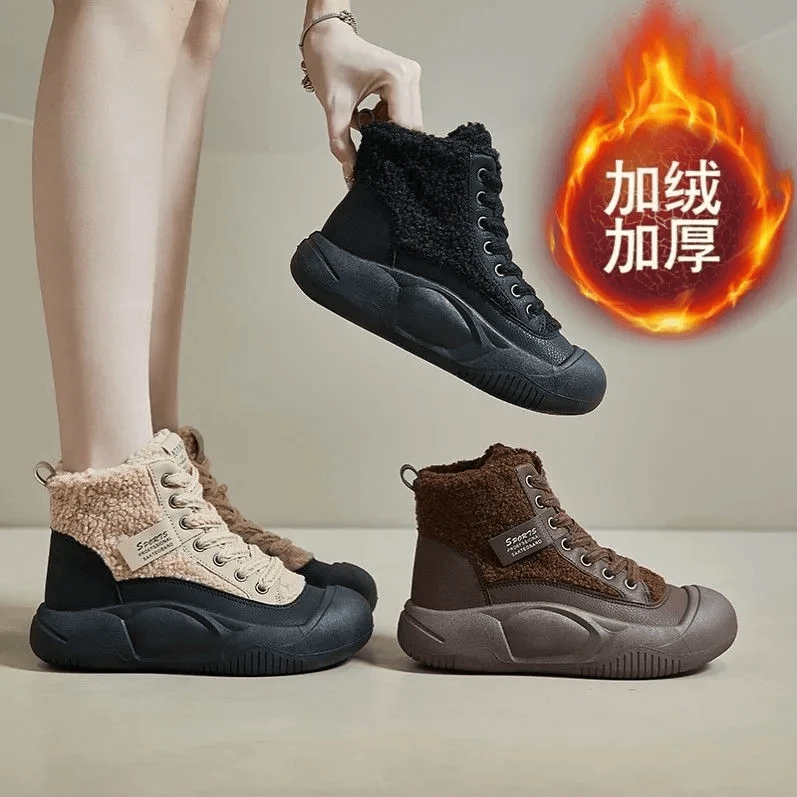 穿搭厚底高帮女鞋运动秋冬防滑冬加绒时尚高帮鞋tz