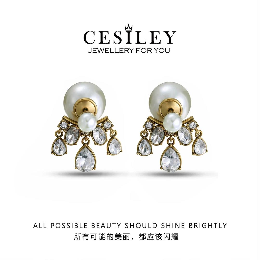 铜合金耳饰 复古水滴爆闪耳环DTA1125