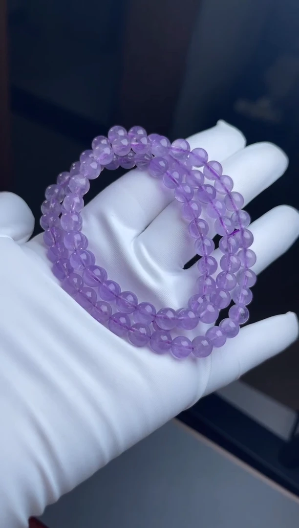 水晶手串未镶嵌薰衣草紫水晶多圈手串