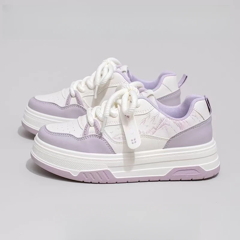 891香芋紫板鞋女2025夏季新款新中式小众百搭厚底休闲运动小白鞋