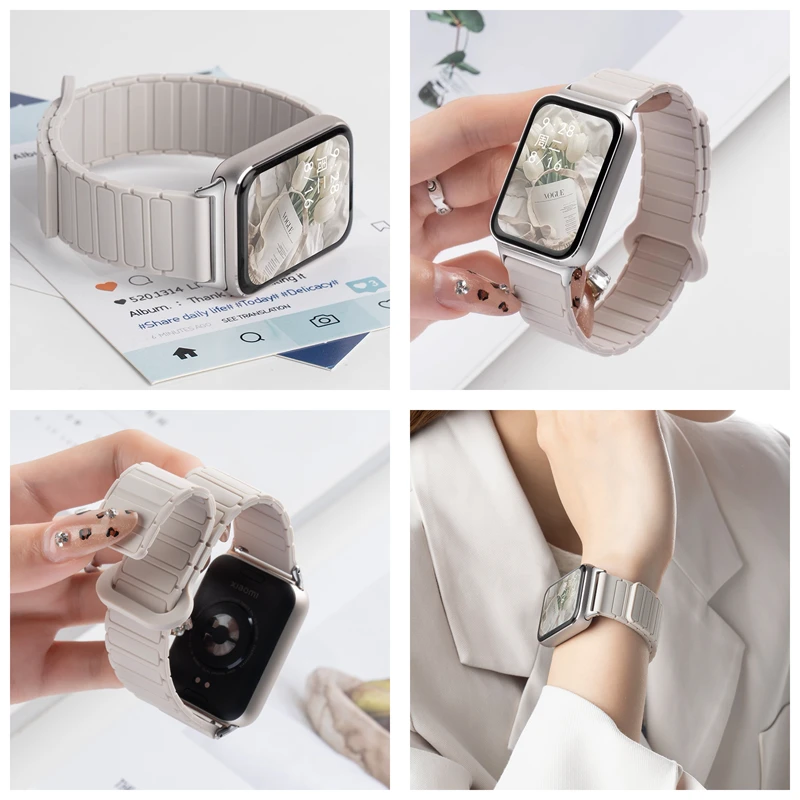 适用小米手环9Pro/8Pro小米S4/S3/color红米watch5/4硅胶磁吸表带