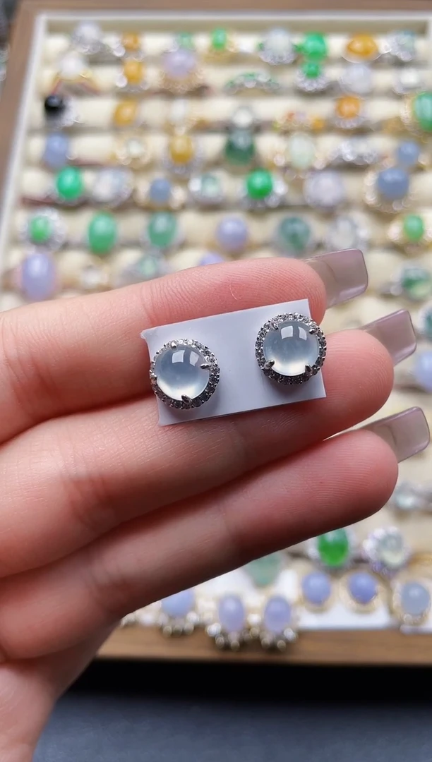 银S925镶嵌翡翠耳饰113