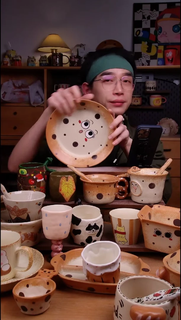 盘陶景德镇可爱设计师款陶瓷