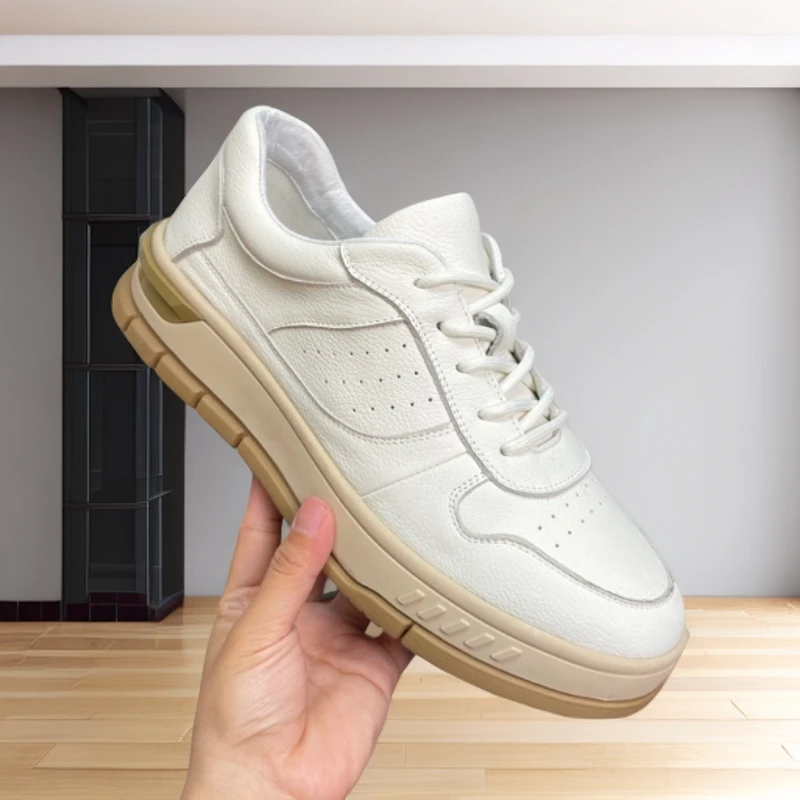 2025春夏新款头层牛皮男鞋防滑休闲皮鞋单鞋小白鞋舒适低帮鞋子