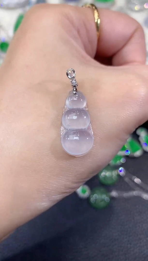 吊坠(不含链)18K金镶嵌翡翠A44